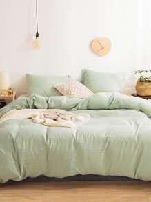 Bộ khăn trải giường màu rắn không có chất độn - màu xanh lá - Xem 1