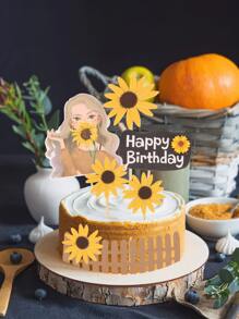 5 piezas Decoración de pastel con girasol de cumpleaños - Multicolor - Ver 6