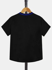 SHEIN Tween Boy Letter Graphic Baseball Collar Shirt Without Tee
