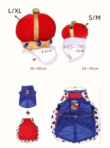 Pet King Hat, T-shirt And Cape Set For Dress-up - Multicolor - View 3