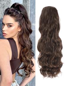 Long Body Wave Ponytail Synthetic Hair Extension - Maroon - View 1