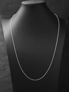 Men Minimalist Necklace - Silver - View 1