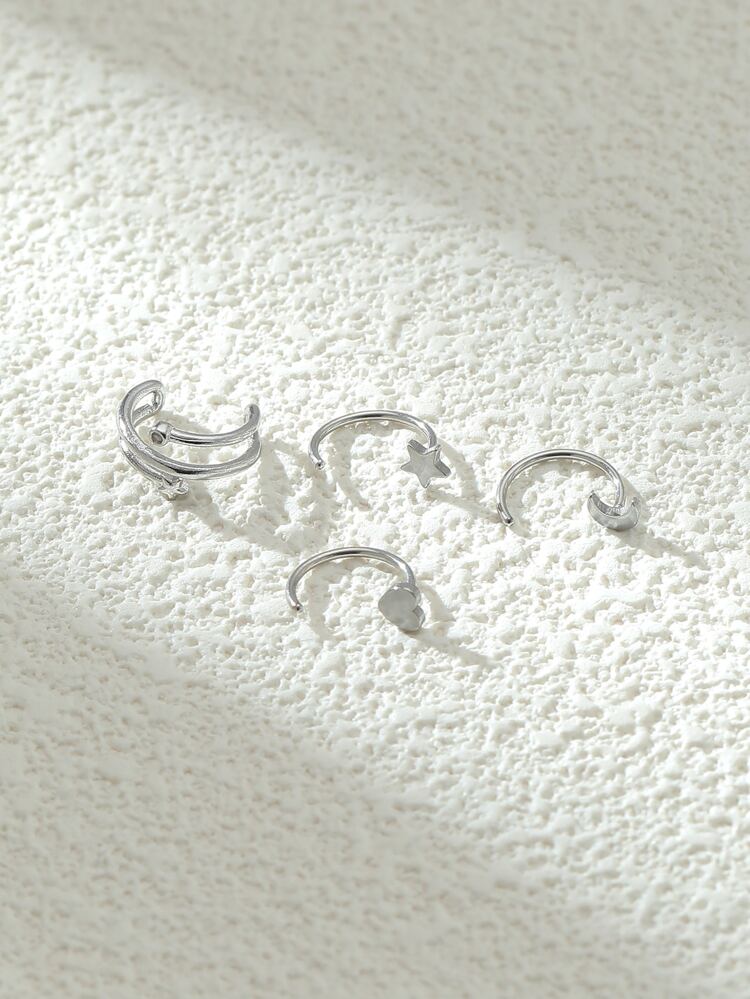 4pcs Cubic Zirconia Decor Earrings