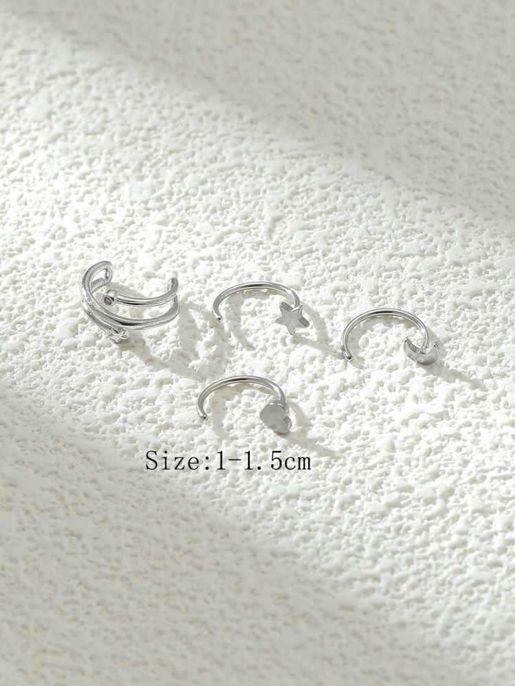 4pcs Cubic Zirconia Decor Earrings