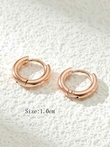 時尚流行男士不銹鋼簡約圈形耳環，適合珠寶禮物和時尚外觀 - 玫瑰金 - 查看 3