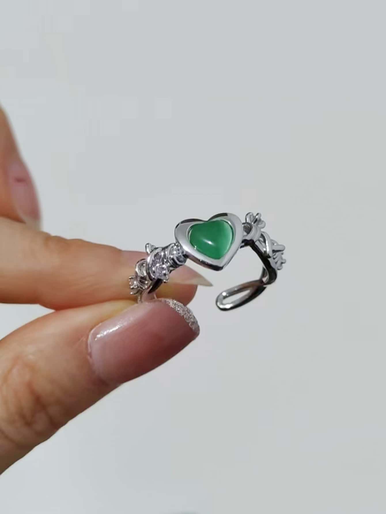 愛心裝飾開口戒指