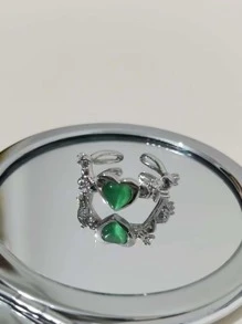 愛心裝飾開口戒指 - 彩色 - 查看 4