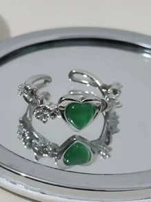 愛心裝飾開口戒指 - 彩色 - 查看 5