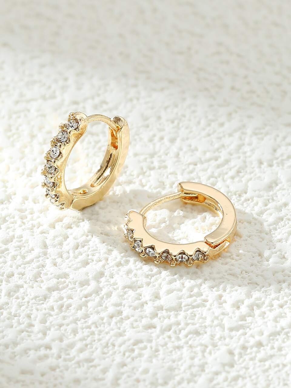 Cubic Zirconia Decor Hoop Earrings