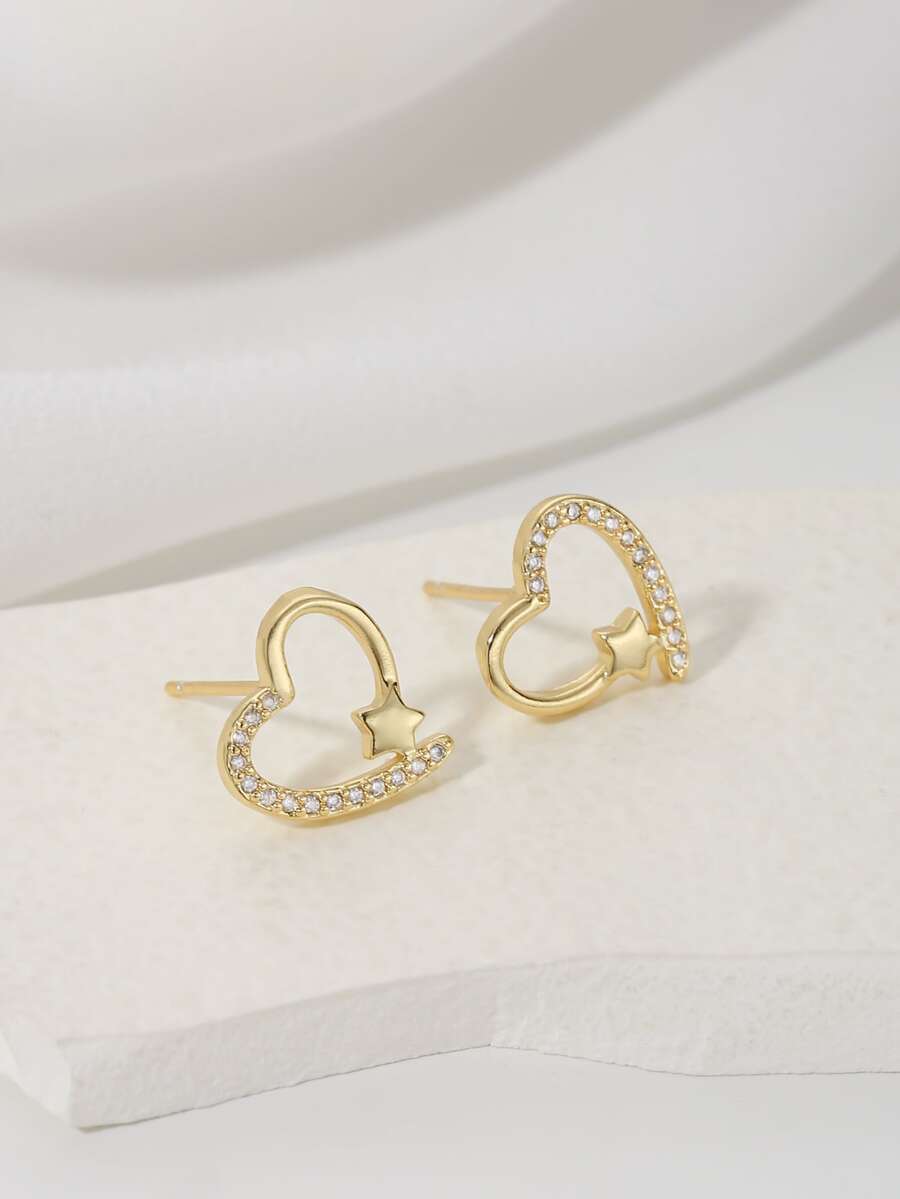 Dangle Earrings 1 Pair Fashion Heart Stud Earrings For Women Jewelry Gifts - Multicolor - View 1
