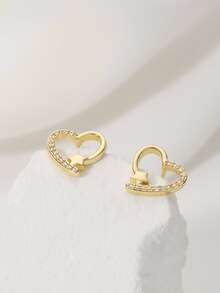 Dangle Earrings 1 Pair Fashion Heart Stud Earrings For Women Jewelry Gifts - Multicolor - View 2