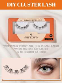 1pair 10mm Natural Reusable Individual Eyelashes - Black - View 1