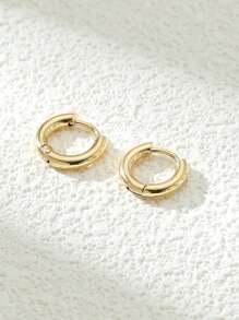 Bông tai vòng tối giản bằng thép không gỉ thời trang và phổ biến dành cho nam giới để làm quà tặng trang sức và cho vẻ ngoài sành điệu - Vàng - Xem 2