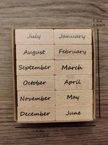 12pcs Letter Graphic Wooden Stamp Back To School - Multicolor - View 4