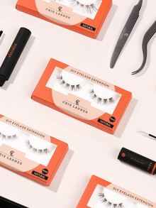 1pair 10mm Natural Reusable Individual Eyelashes - Black - View 6