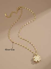 1 件时尚旋转四叶草不锈钢项链，适合女士，适合派对、日常佩戴、欧美风格、个性化、大方、方晶锆石、婚礼珠宝、送给女孩、亲戚、朋友、生日、情人节、送给爱人的礼物 - 金黃色 - 查看 3