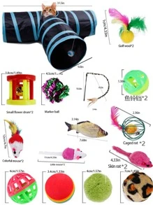 Bộ 27 đồ chơi cho mèo bao gồm đường hầm ba chiều, cây đũa trêu ghẹo và đồ chơi đuổi cá - màu đen - Xem 5