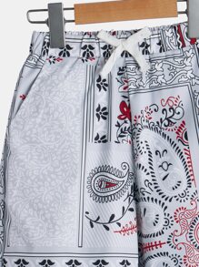 SHEIN Boys Paisley Print Drawstring Waist Shorts - Multicolor - View 3