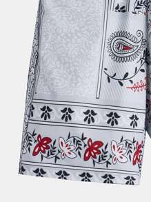 SHEIN Boys Paisley Print Drawstring Waist Shorts - Multicolor - View 4