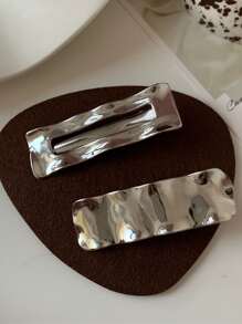 3件套韩版ins风独特镂空几何金属发夹套装，休闲Y2K爪夹发卡，学生用品，发饰，头部饰品，女士发饰，发夹 - 銀色 - 查看 4