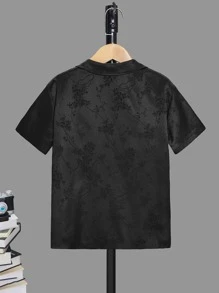 SHEIN 男孩花卉圖案提花襯衫不帶T恤