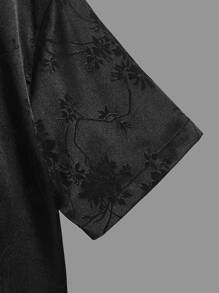 SHEIN 男孩花卉圖案提花襯衫不帶T恤