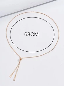 1pc Simple Tassel Y-Shaped Pendant Long Chain Necklace - Yellow Gold - View 4