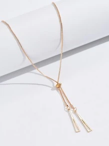 1pc Simple Tassel Y-Shaped Pendant Long Chain Necklace - Yellow Gold - View 5