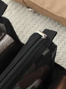 Letter Graphic Toiletry Bag Black Foldable - Black - View 4