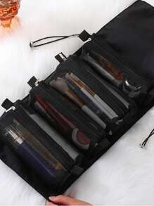 Letter Graphic Toiletry Bag Black Foldable - Black - View 5