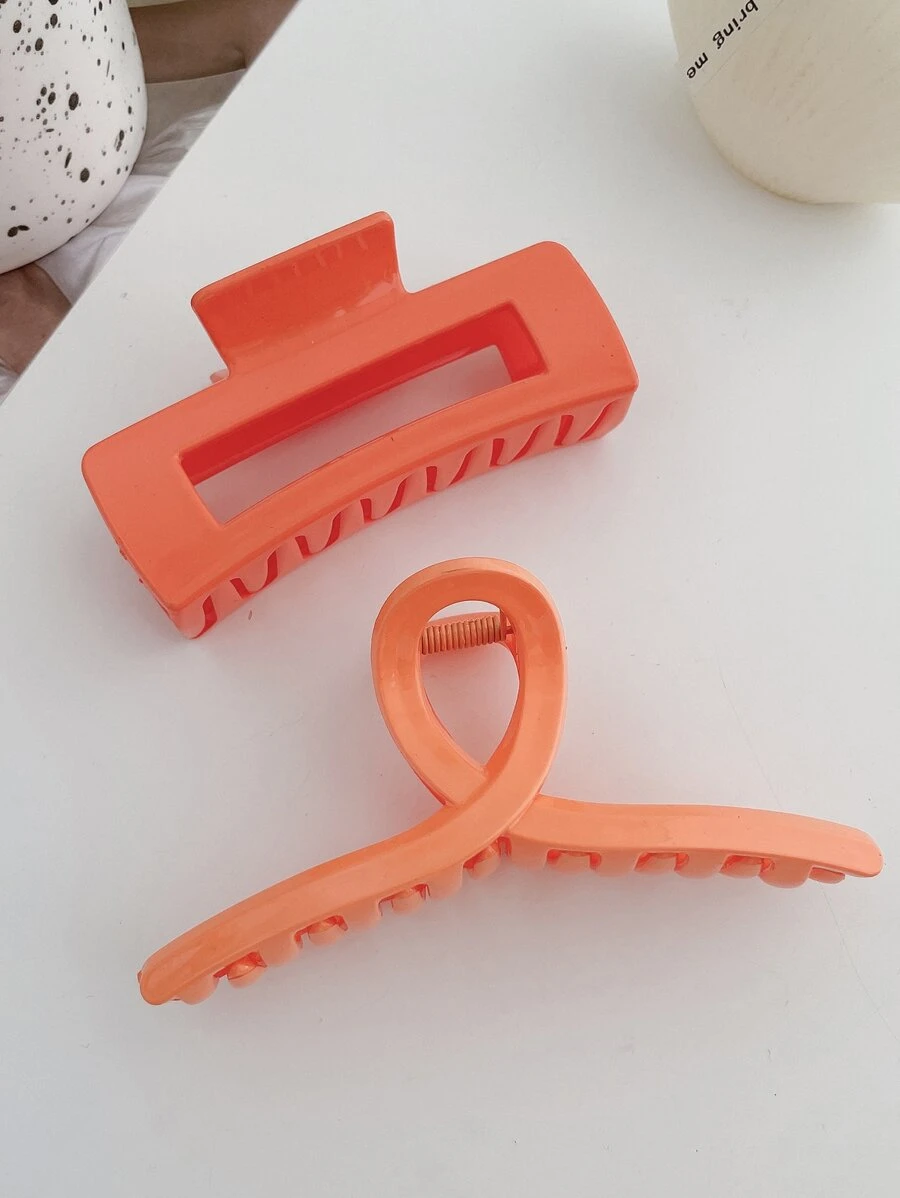 2 cái Vuốt tóc thiết kế hình chữ nhật đơn giản cho nữ, dành cho cuộc sống hàng ngày - trái cam - Xem 1