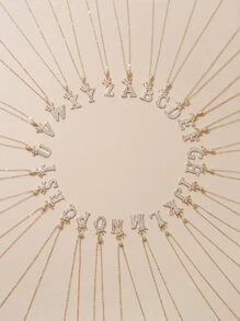 RINTOLER 方晶鋯石字母和皇冠吊墜項鏈 - 金黃色 - 查看 1