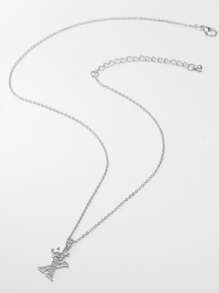 RINTOLER Dây chuyền Khối Zirconia  Lá thư & Đồ treo vương miện - Bạc - Xem 6