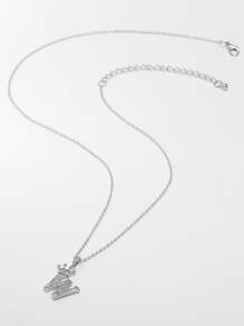 RINTOLER Dây chuyền Khối Zirconia  Lá thư & Đồ treo vương miện - Bạc - Xem 5