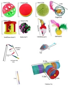 21入組貓玩具，包括三通道貓道、追逐玩具棒和老鼠玩具 - 淺藍色 - 查看 2