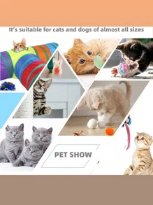 21入組貓玩具，包括三通道貓道、追逐玩具棒和老鼠玩具 - 淺藍色 - 查看 5