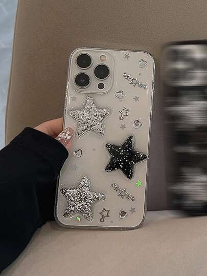 Y2k Star Decor Phone Case Compatible With IPhone15/15Plus/15Pro/15Promax Waterproof Shockproof Anti-Fall Scratch Resistant