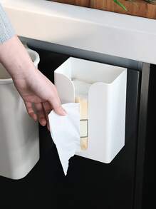 1入組ABS紙巾盒現代掛壁式紙巾盒套支架 - 白色 - 查看 1
