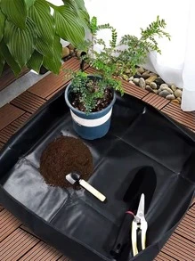 1 tấm lót thay thế đất PE, tấm lót rắn tối giản cho sân vườn - màu đen - Xem 1