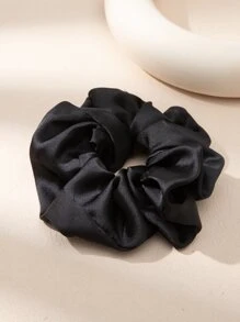 1入組女士極簡素色休閒大腸髮圈,適用於裝飾用品適用於返校 - 黑色 - 查看 2
