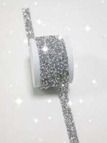 1pc Glass DIY Sticker, Rhinestone Decor Sticker For Decoration - Silver - View 1