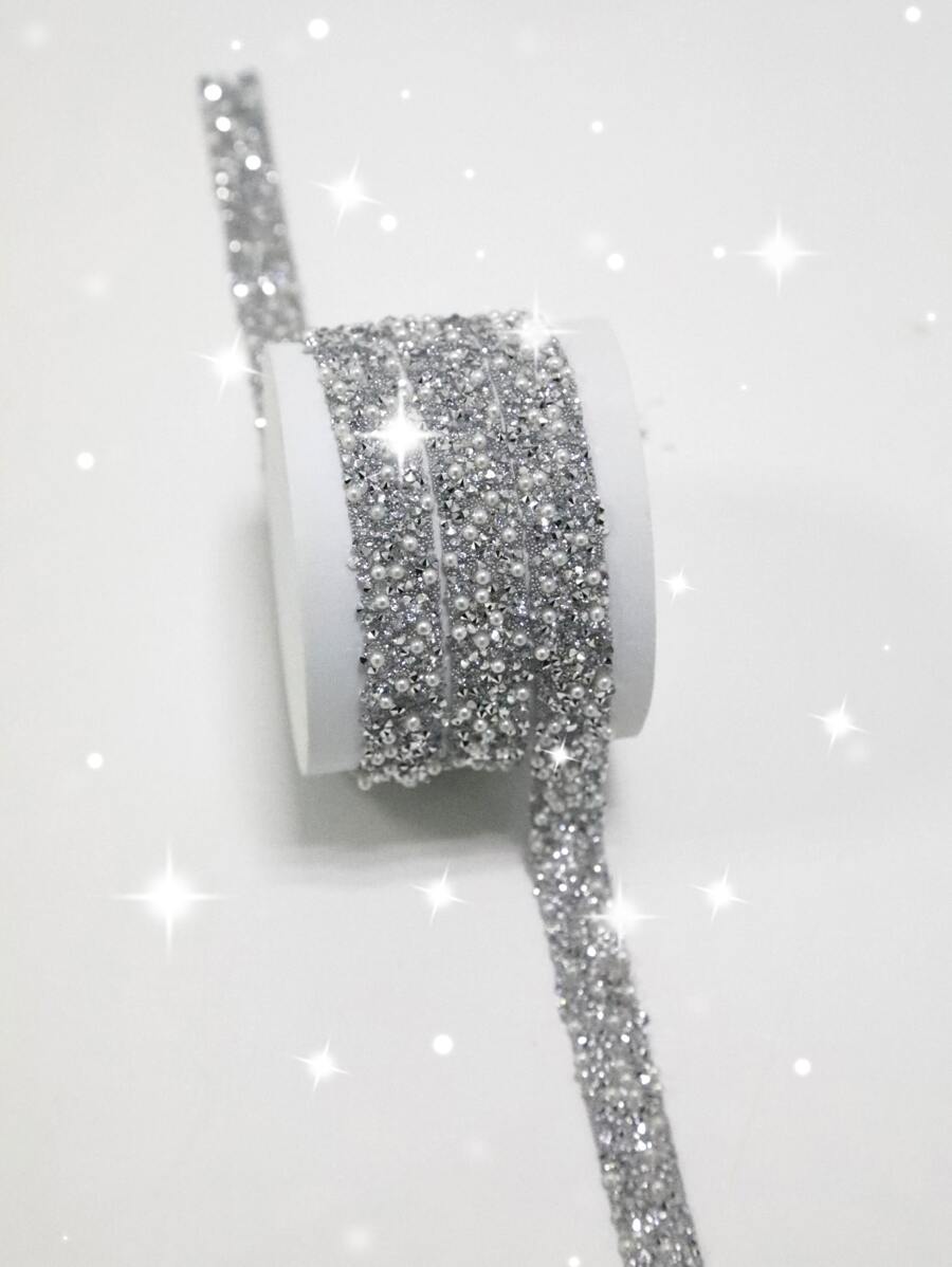 1pc Glass DIY Sticker, Rhinestone Decor Sticker For Decoration - Silver - View 1