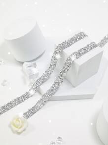 1pc Glass DIY Sticker, Rhinestone Decor Sticker For Decoration - Silver - View 2