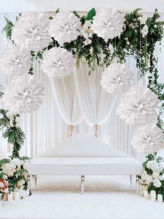 9入組/套紙巾花球生日派對裝飾用品紙小絨球手工懸掛紙球球婚禮裝飾用品