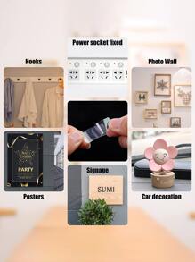 60 cái/bộ Băng PVC, Miếng dán chắc chắn có thể tái sử dụng hiện đại cho gia đình - Trong sáng - Xem 3