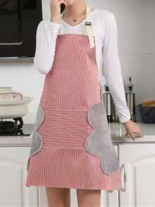 1 Họa Tiết Sọc Tạp Dề Nấu Ăn Nhà Bếp, NHỰA PVC Hiện Đại Chống Dầu Và Chống Thấm Nước Tạp Dề Cho Sân Vườn, Nhà Bếp Và Việc Nhà - Đỏ - Xem 1