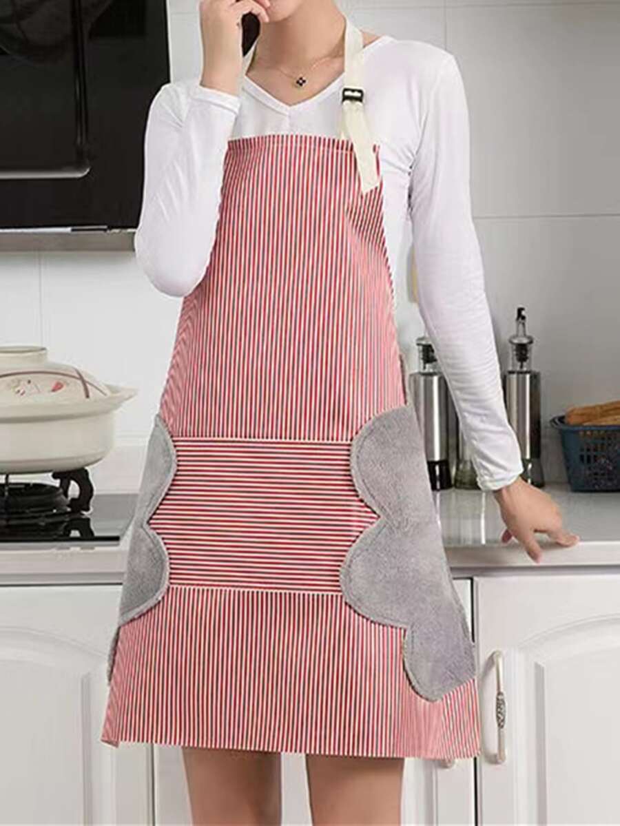 1 Họa Tiết Sọc Tạp Dề Nấu Ăn Nhà Bếp, NHỰA PVC Hiện Đại Chống Dầu Và Chống Thấm Nước Tạp Dề Cho Sân Vườn, Nhà Bếp Và Việc Nhà - Đỏ - Xem 1