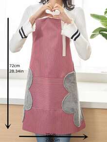 1 Họa Tiết Sọc Tạp Dề Nấu Ăn Nhà Bếp, NHỰA PVC Hiện Đại Chống Dầu Và Chống Thấm Nước Tạp Dề Cho Sân Vườn, Nhà Bếp Và Việc Nhà - Đỏ - Xem 2