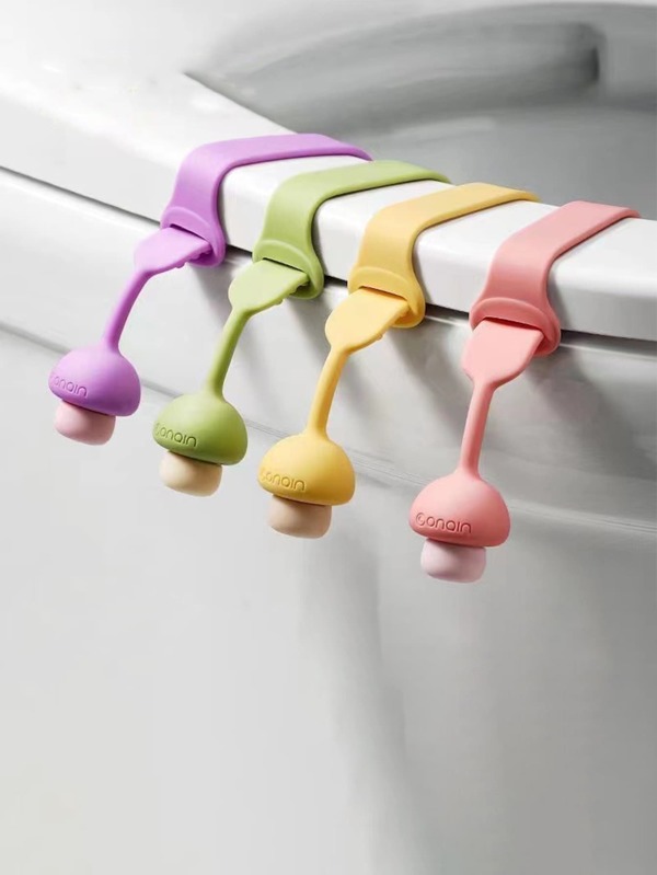 2pcs/set Silicone Toilet Seat Lifter, Creative Mushroom Decor Avoid