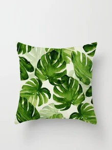 1入組樹葉圖案裝飾抱枕套現代纖維荷葉邊裝飾靠墊套適用於客廳家居裝飾 - 綠色 - 查看 3
